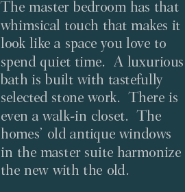 The master bedroom has that whimsical touch that makes it look 
