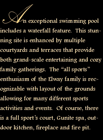  An exceptional swimming pool includes a waterfall feature.  Th