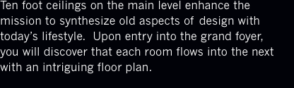 Ten foot ceilings on the main level enhance the  mission to syn
