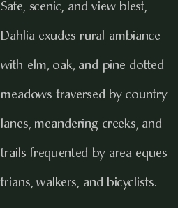 Safe, scenic, and view blest, Dahlia exudes rural ambiance with