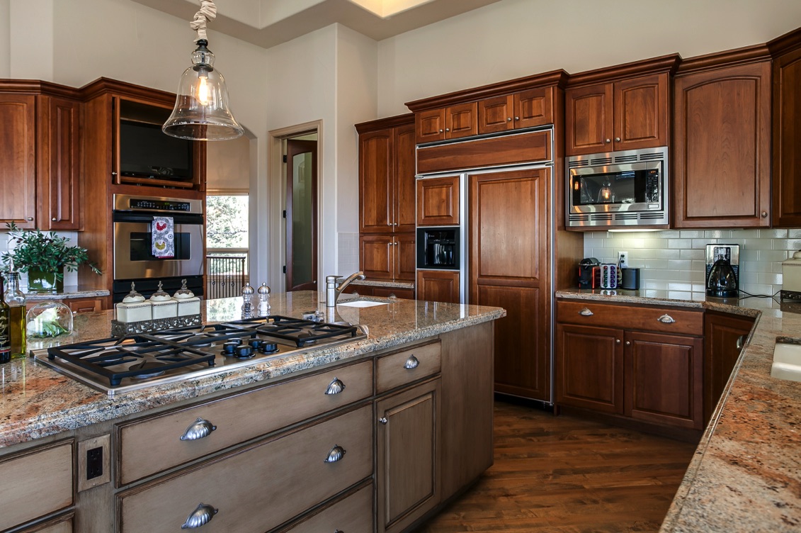 The gourmet kitchen was designed to the heart and soul of the