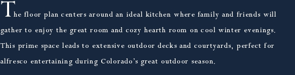 The floor plan centers around an ideal kitchen where family and