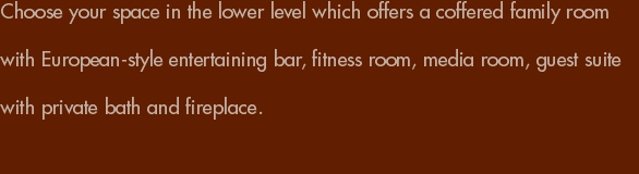 Choose your space in the lower level which offers a coffered fa