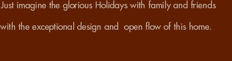 Just imagine the glorious Holidays with family and friends with